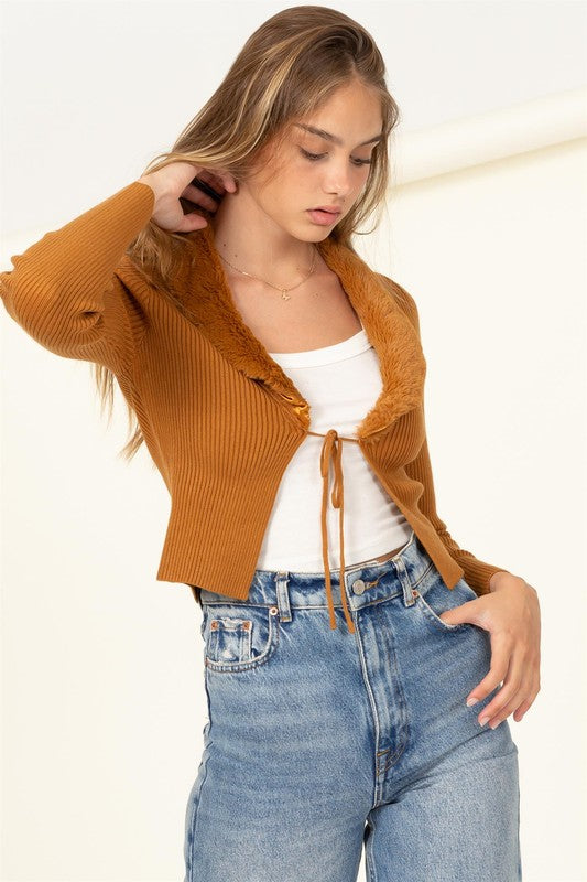 Mila Front Tie RIbbed Cardigan