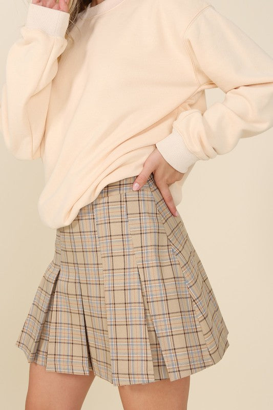 Ixtli Plaid Pleated Mini Skirt