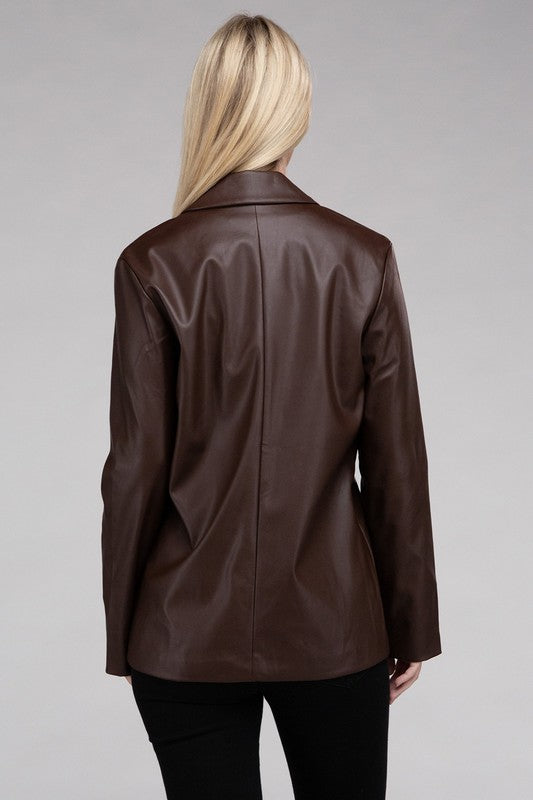 Tiffany Pu Leather Blazer