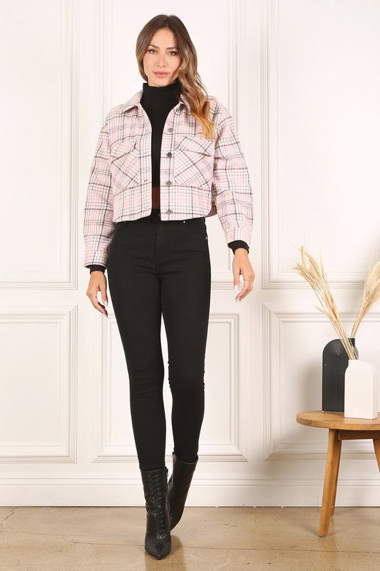 Serena Plaid Crop Jacket