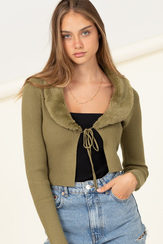 Mila Front Tie RIbbed Cardigan