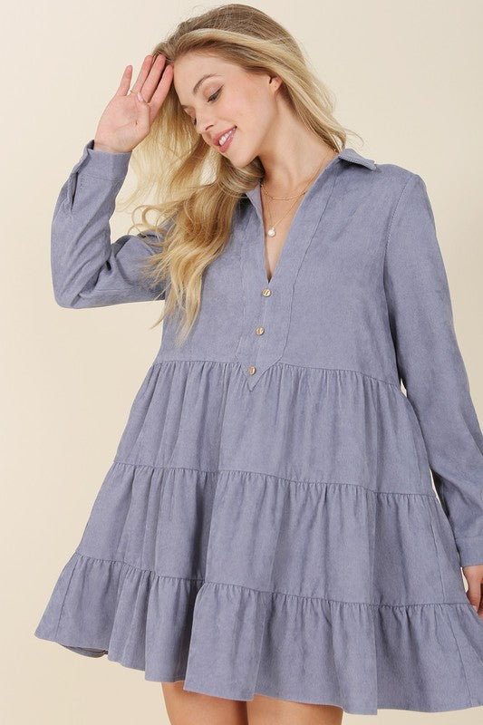 Grace Corduroy Tiered Dress