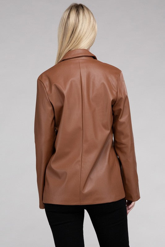 Tiffany Pu Leather Blazer