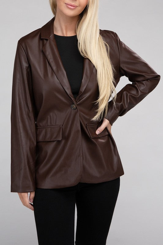 Tiffany Pu Leather Blazer