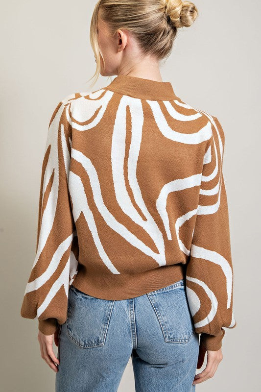 Mabel Mock Neck Printed Sweater