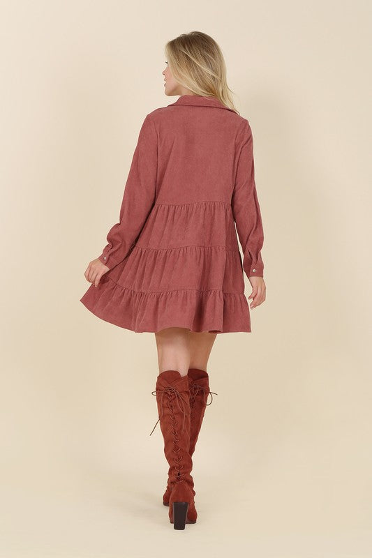 Grace Corduroy Tiered Dress