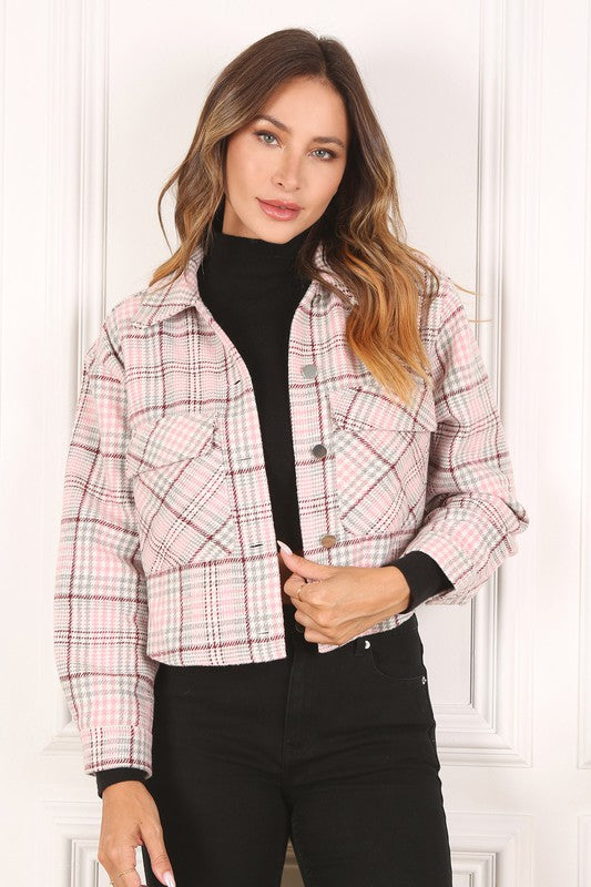 Serena Plaid Crop Jacket