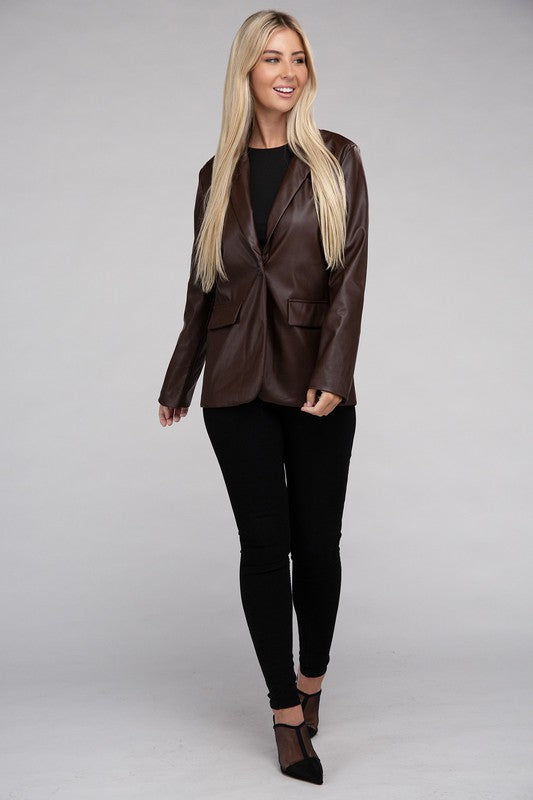 Tiffany Pu Leather Blazer