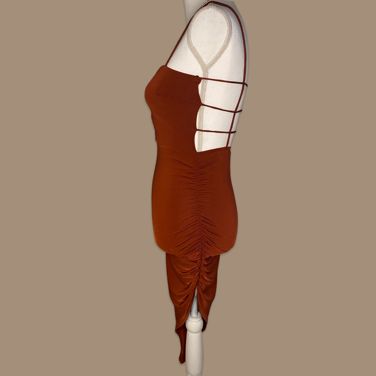 Jenny Strapped Dress: Rust