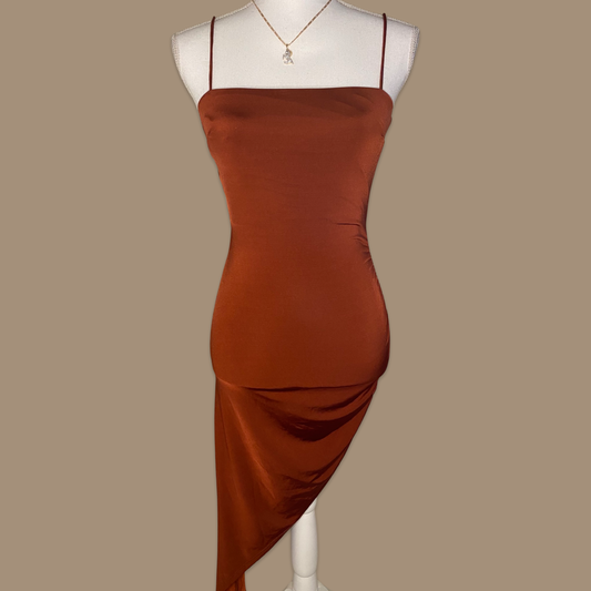 Jenny Strapped Dress: Rust