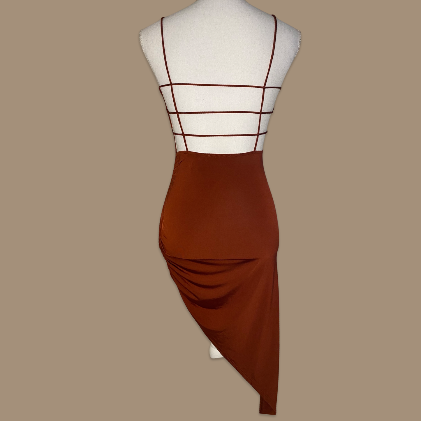 Jenny Strapped Dress: Rust