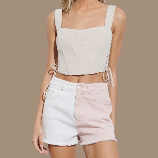Jaylene Crop Top: Nude