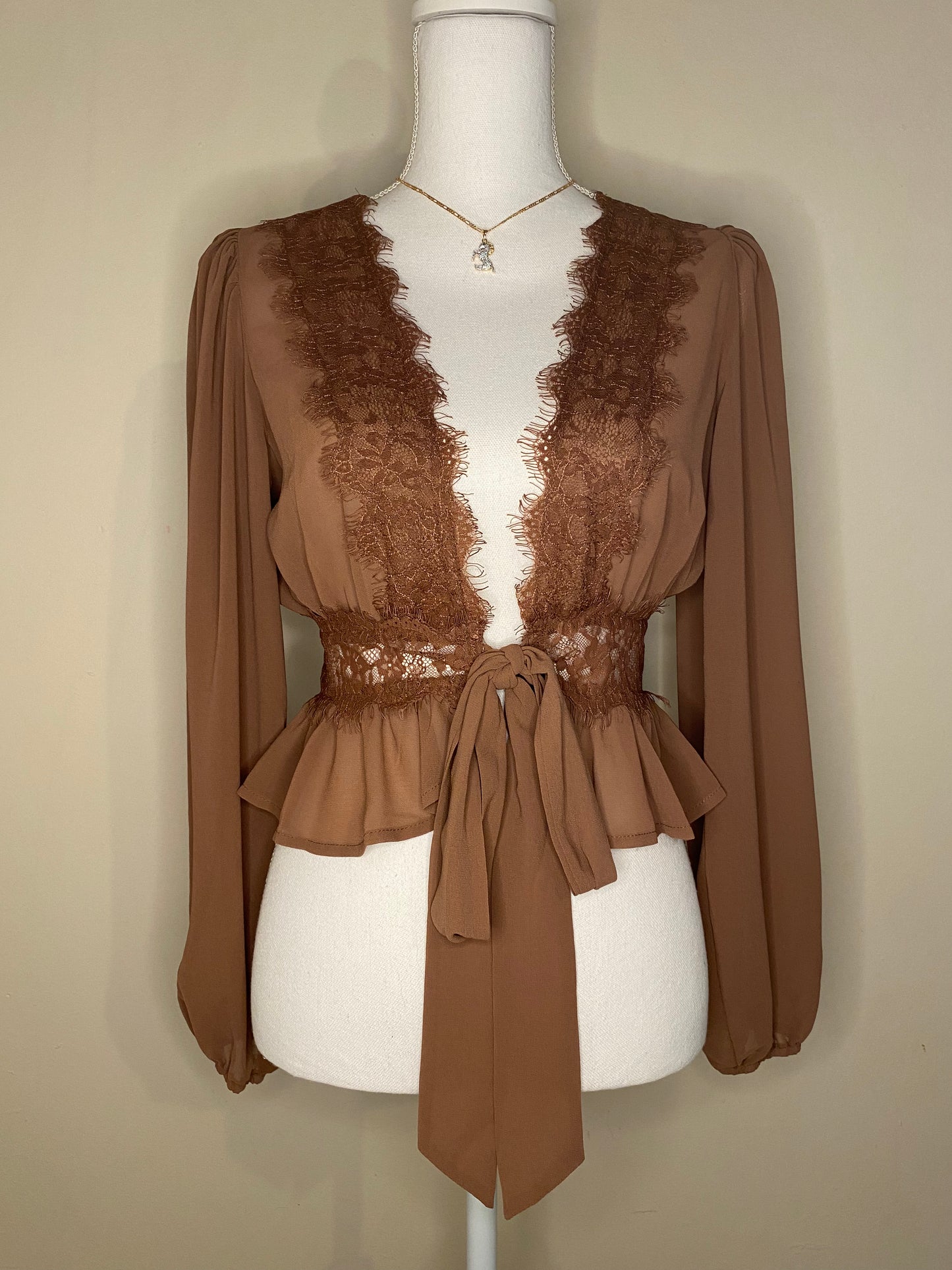 Brenda Sheer Long Sleeve Blouse: Mauve